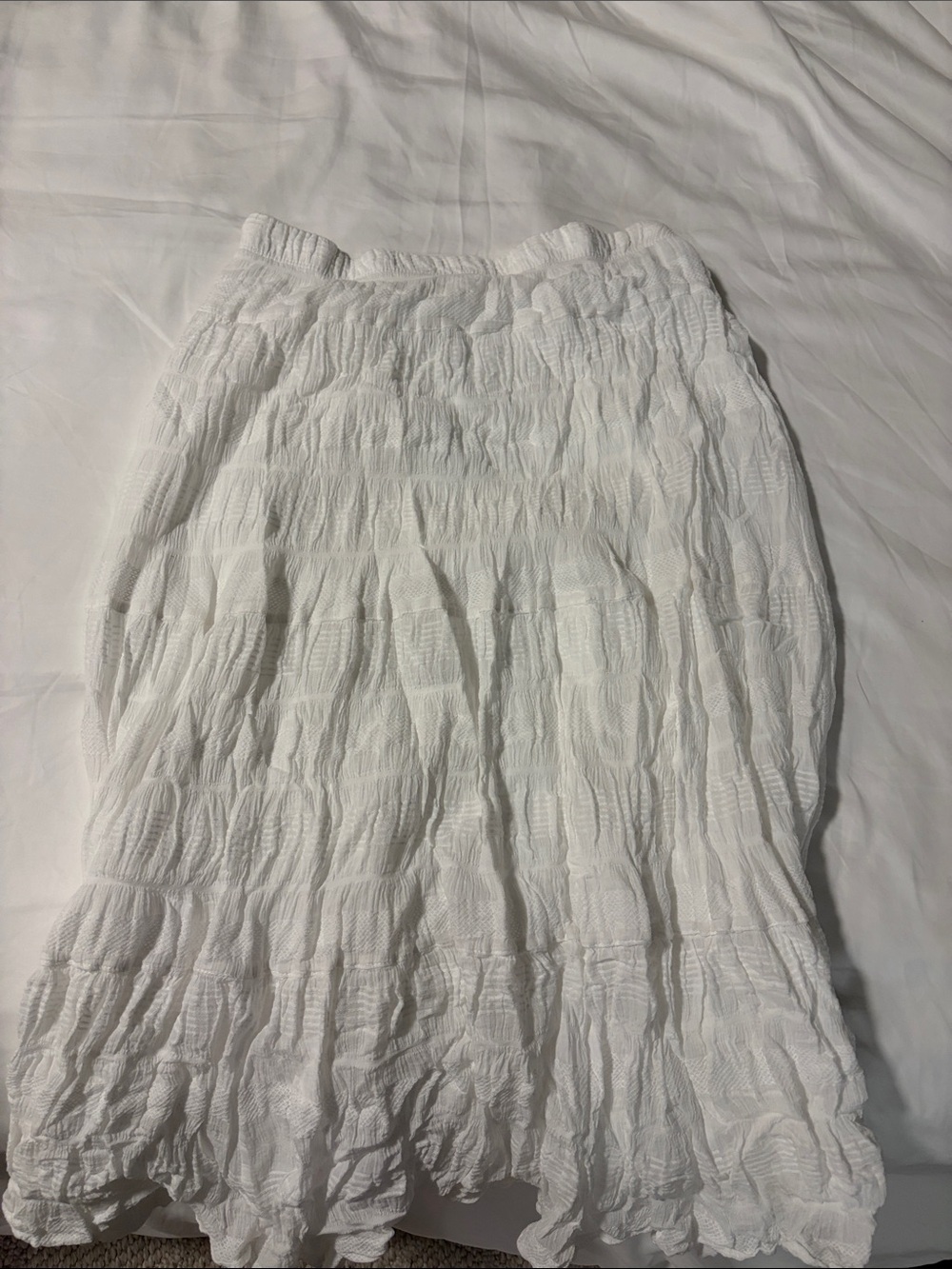 White Smocked Midi Skirt - Unbranded